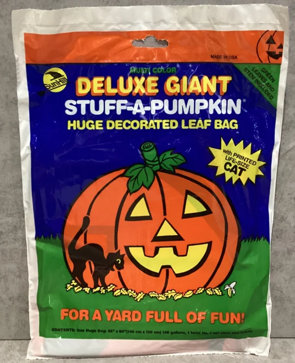 Vintage Giant Halloween Stuff-a-Pumpkin Black Cat Leaf Bag (56" x 60")
