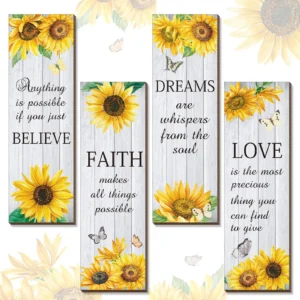 4-Piece Sunflower Wall Decor Set – Inspirational Kitchen Art & Home Accents