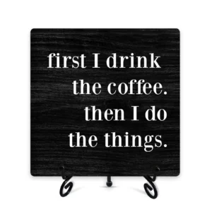 Coffee Bar Decor & Accessories – Rustic Wooden Plaque Sign for Home, Kitchen, or Office Coffee Station