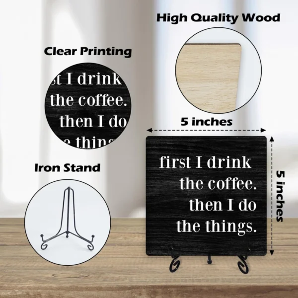 Coffee Bar Decor & Accessories – Rustic Wooden Plaque Sign for Home, Kitchen, or Office Coffee Station - Image 2